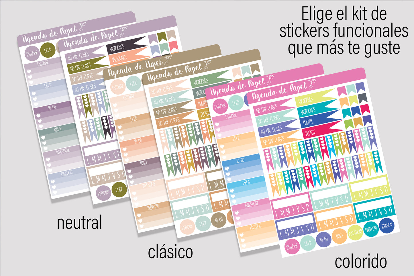 Kit de Stickers Funcionales Escolares | Agenda de Papel