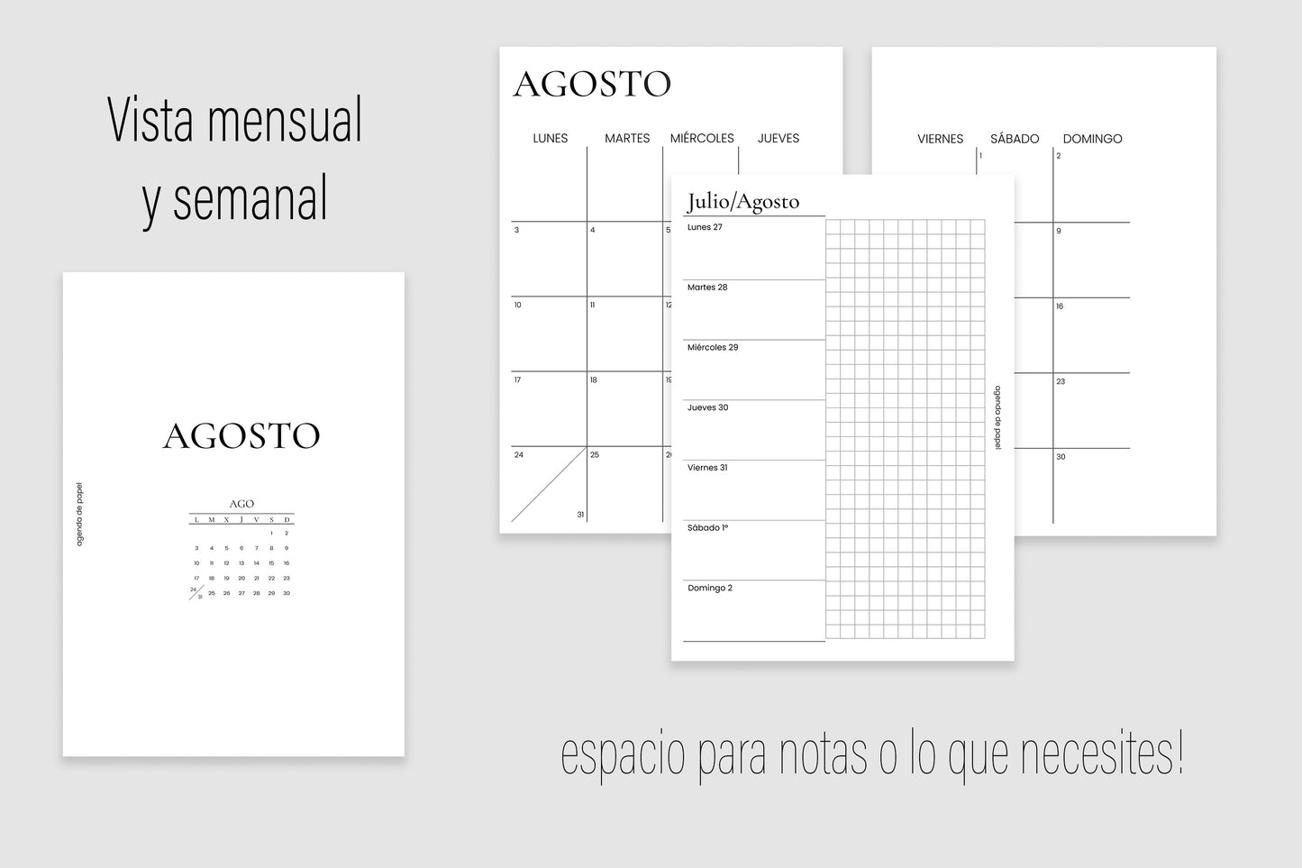 Agenda de Papel Escolar para MAMÁ 2026-2027 DESCARGA DIGITAL