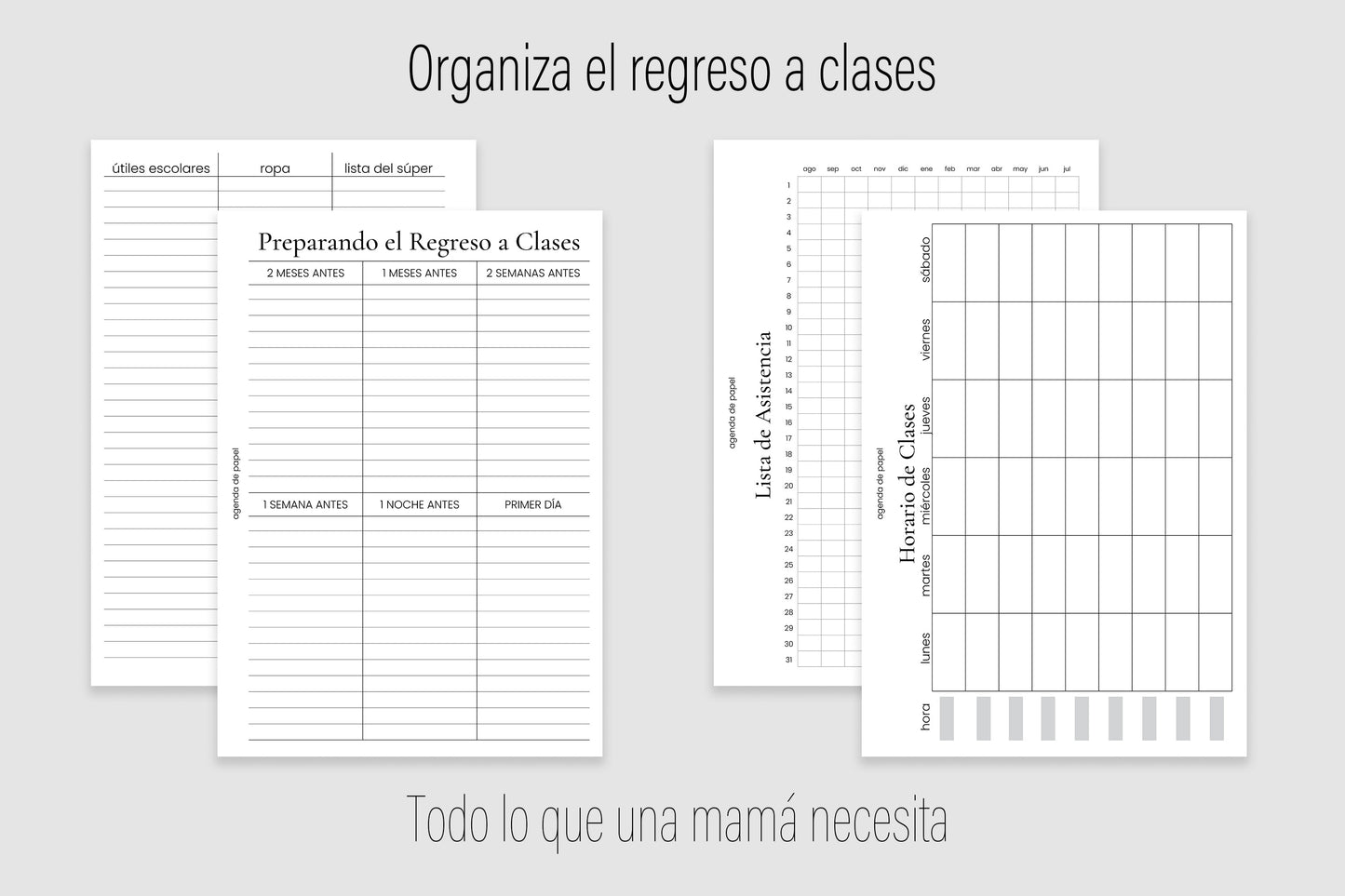 Agenda de Papel Escolar para MAMÁ 2026-2027 DESCARGA DIGITAL