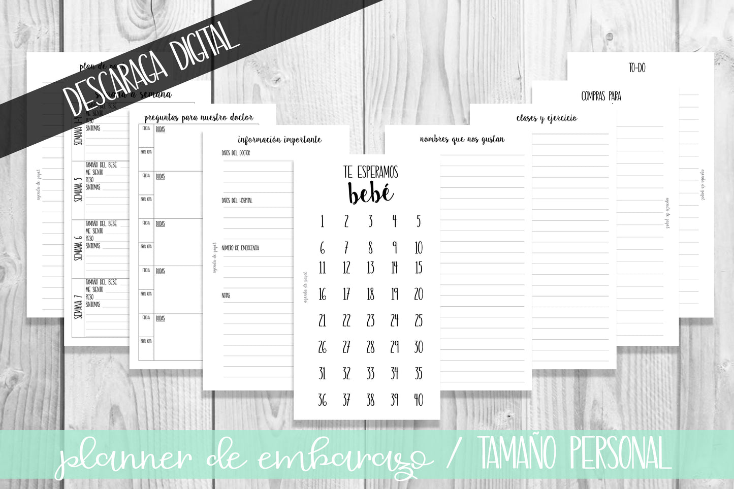 Planner de Embarazo DESCARGA DIGITAL // Agenda de Papel