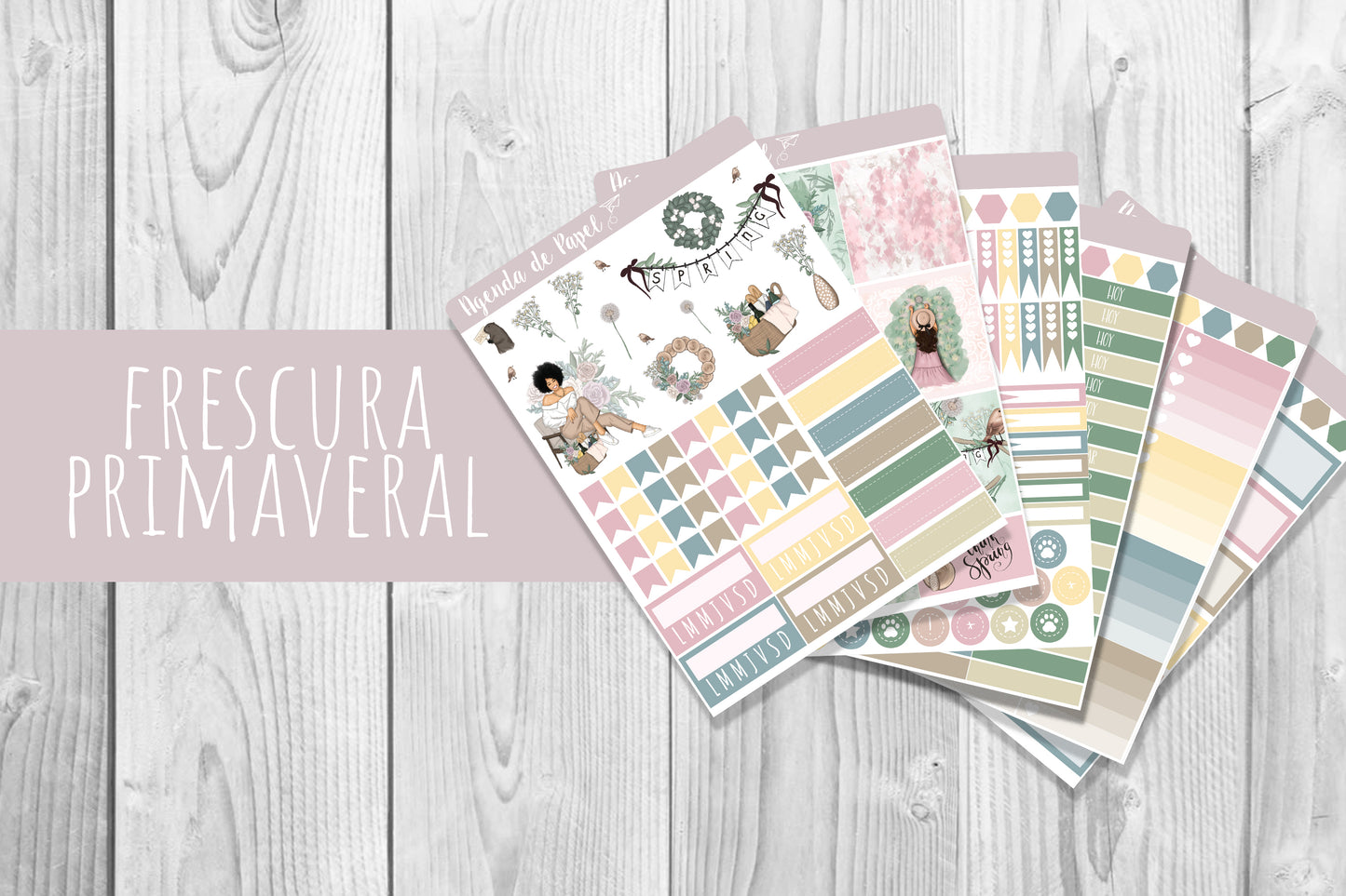 Kit semanal Frescura Primaveral / Stickers para agenda | Agenda de Papel