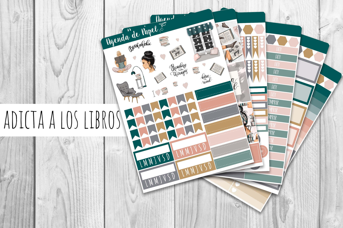 Kit semanal Adicta a los Libros / Stickers para agenda | Agenda de Papel