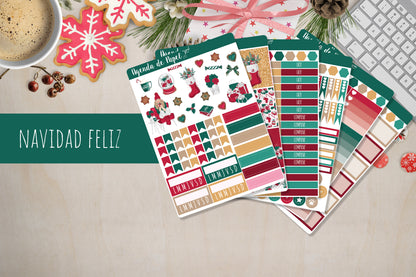 Kit semanal Feliz Navidad / Stickers para agenda | Agenda de Papel