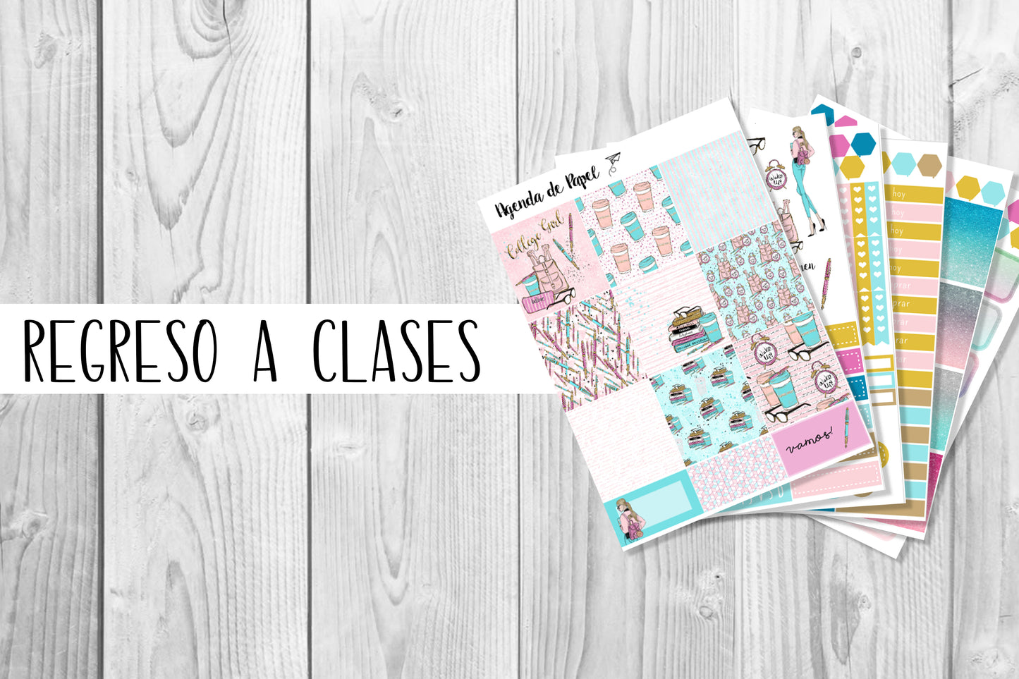 Kit semanal Regreso a clases / Stickers para agenda | Agenda de Papel