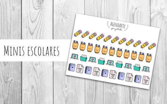 Minis Escolares / Stickers para agendas | Agenda de Papel