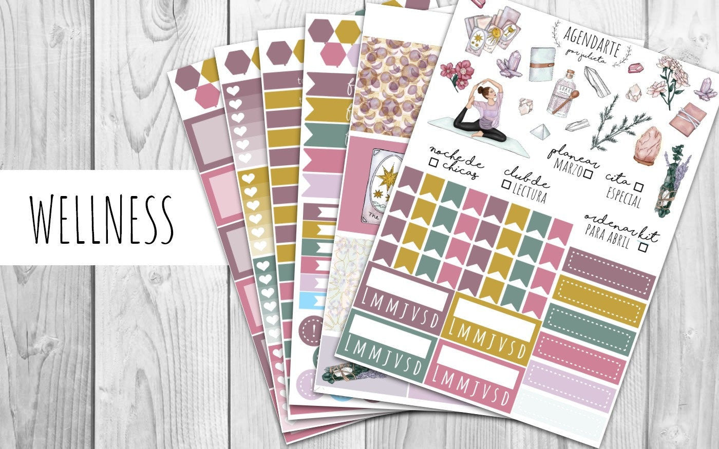 Kit semanal Wellness / Stickers para agenda | Agenda de Papel