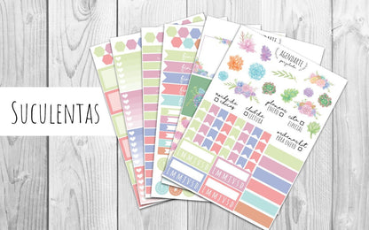 Kit semanal Suculentas / Stickers para agenda | Agenda de Papel