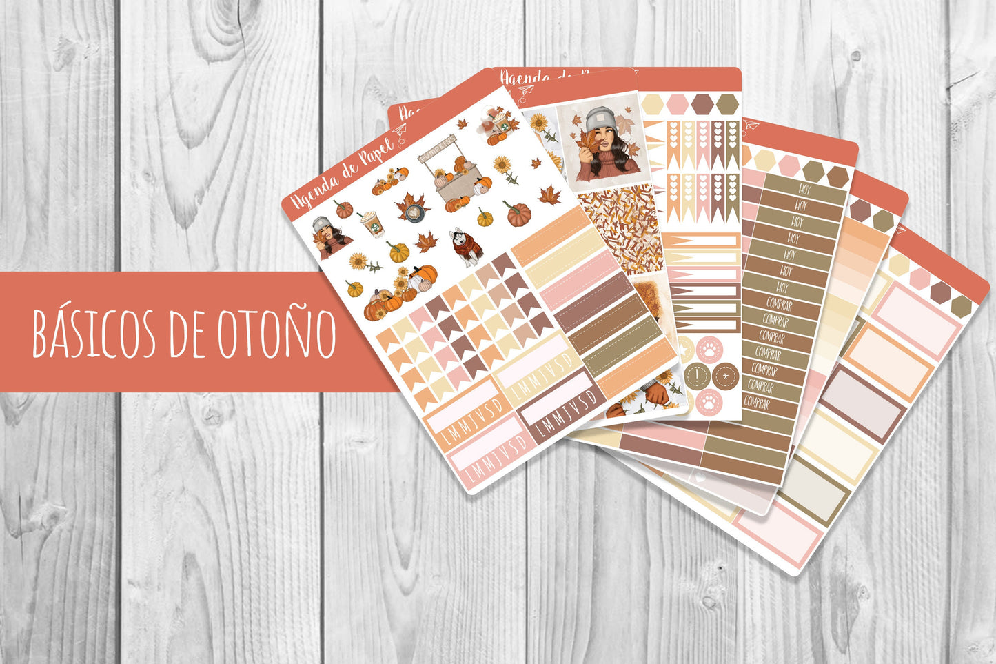 Kit semanal Básicos de Otoño / Stickers para agenda| Agenda de Papel