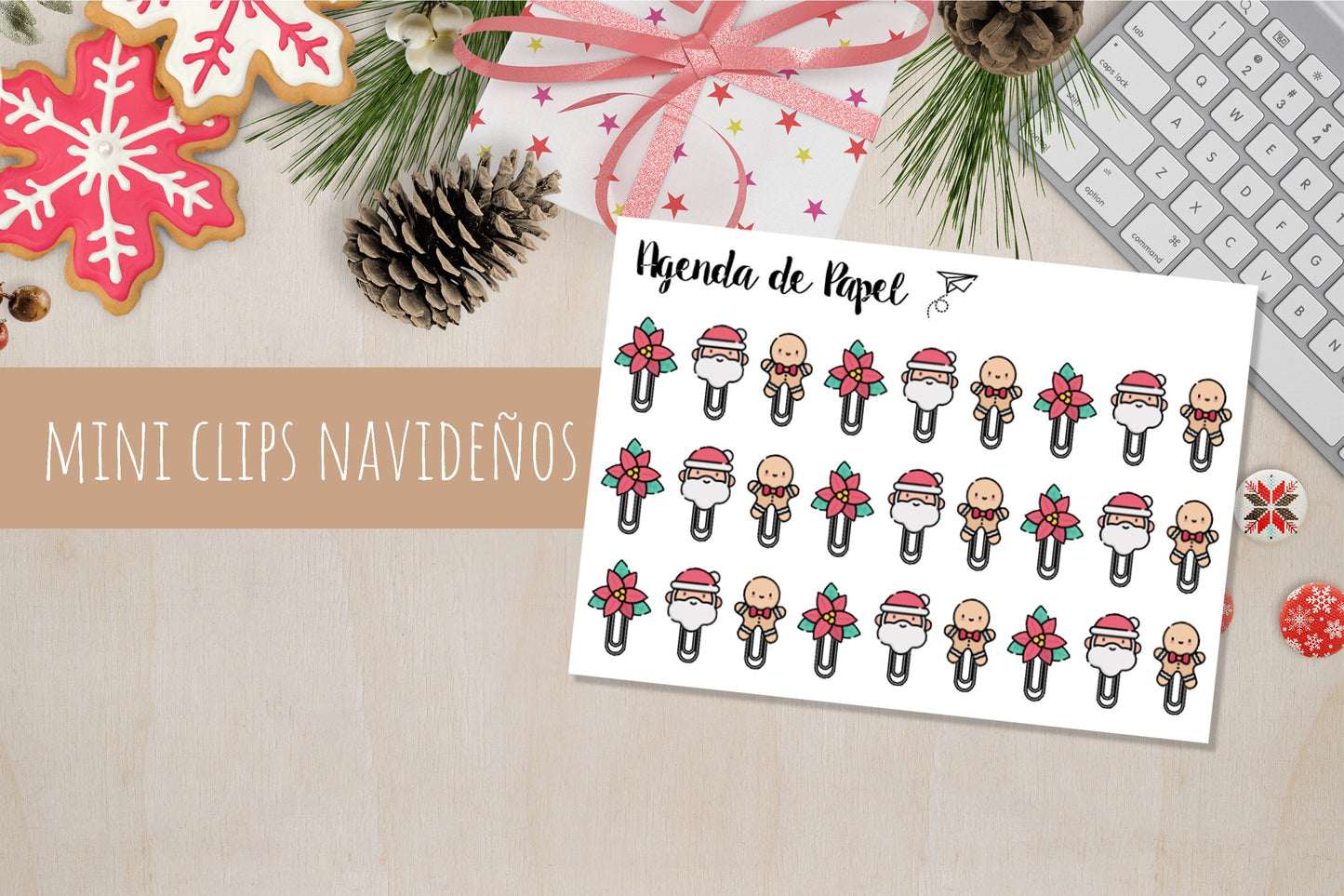 Mini Clips Navideños / Stickers para agenda | Agenda de Papel