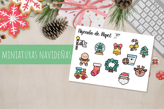 Miniaturas Navideñas Kawaii / Stickers para agenda | Agenda de Papel