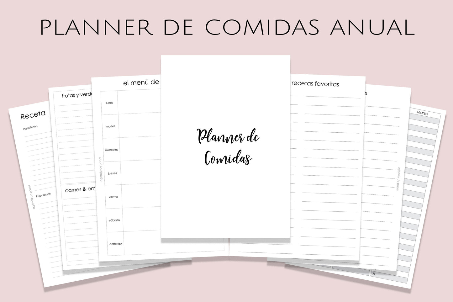 Agenda de Papel // Kit Planea tus Comidas Anual