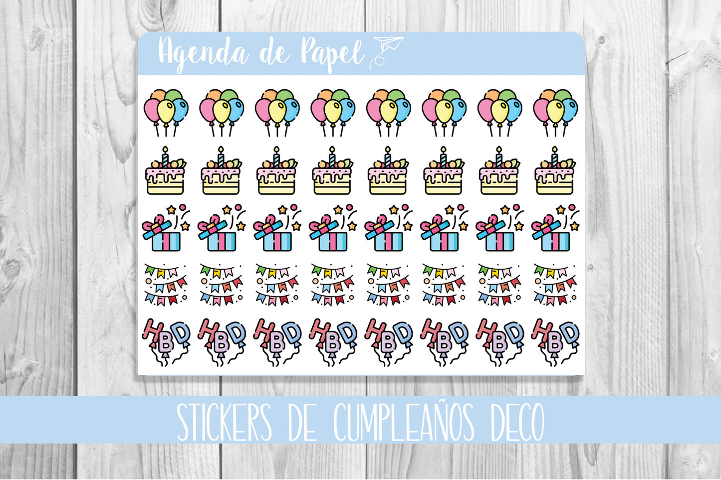 Mini Stickers de Cumpleaños Deco | Agenda de Papel