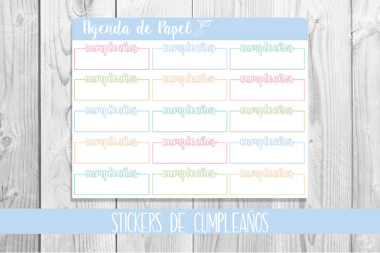 Stickers de Cumpleaños // Agenda de Papel