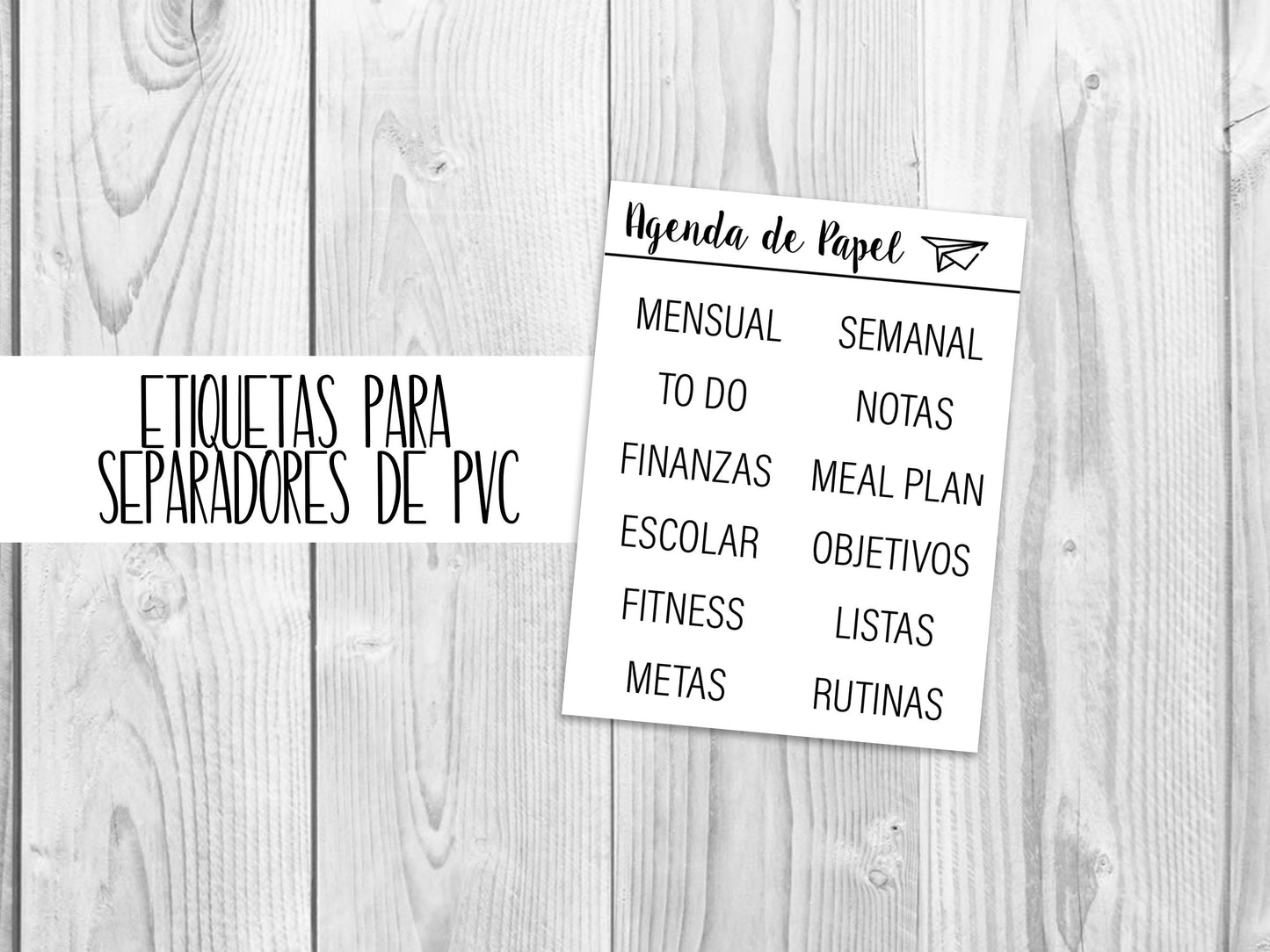 Etiquetas para separadores de PVC | Agenda de Papel