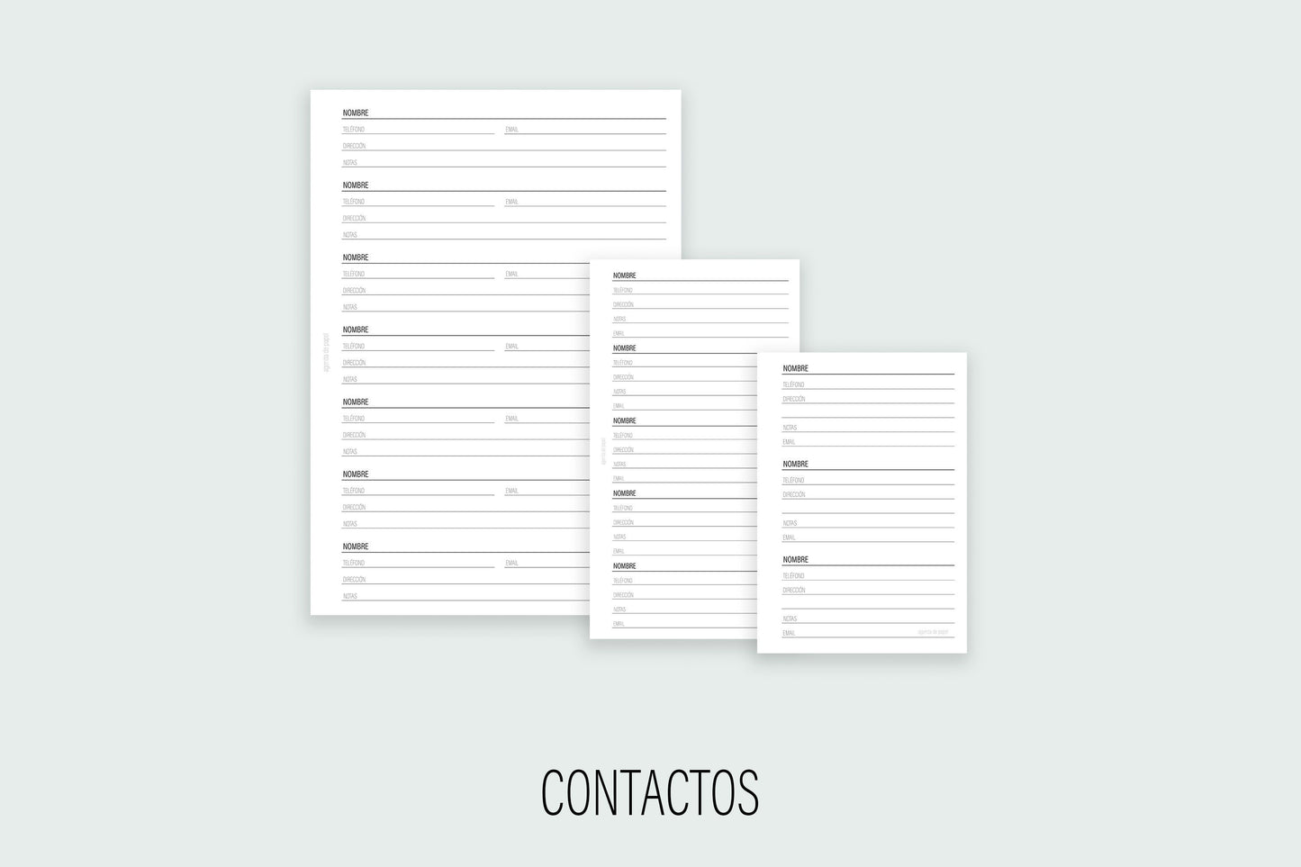 Inserto de Contactos | Agenda de Papel