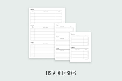 Inserto de Lista de Deseos | Agenda de Papel