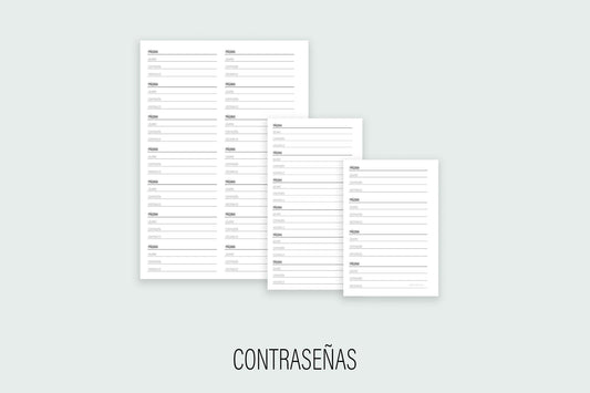 Inserto de Contraseñas | Agenda de Papel