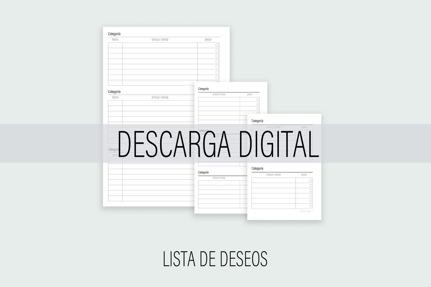 Inserto de Lista de Deseos / DESCARGA DIGITAL | Agenda de Papel