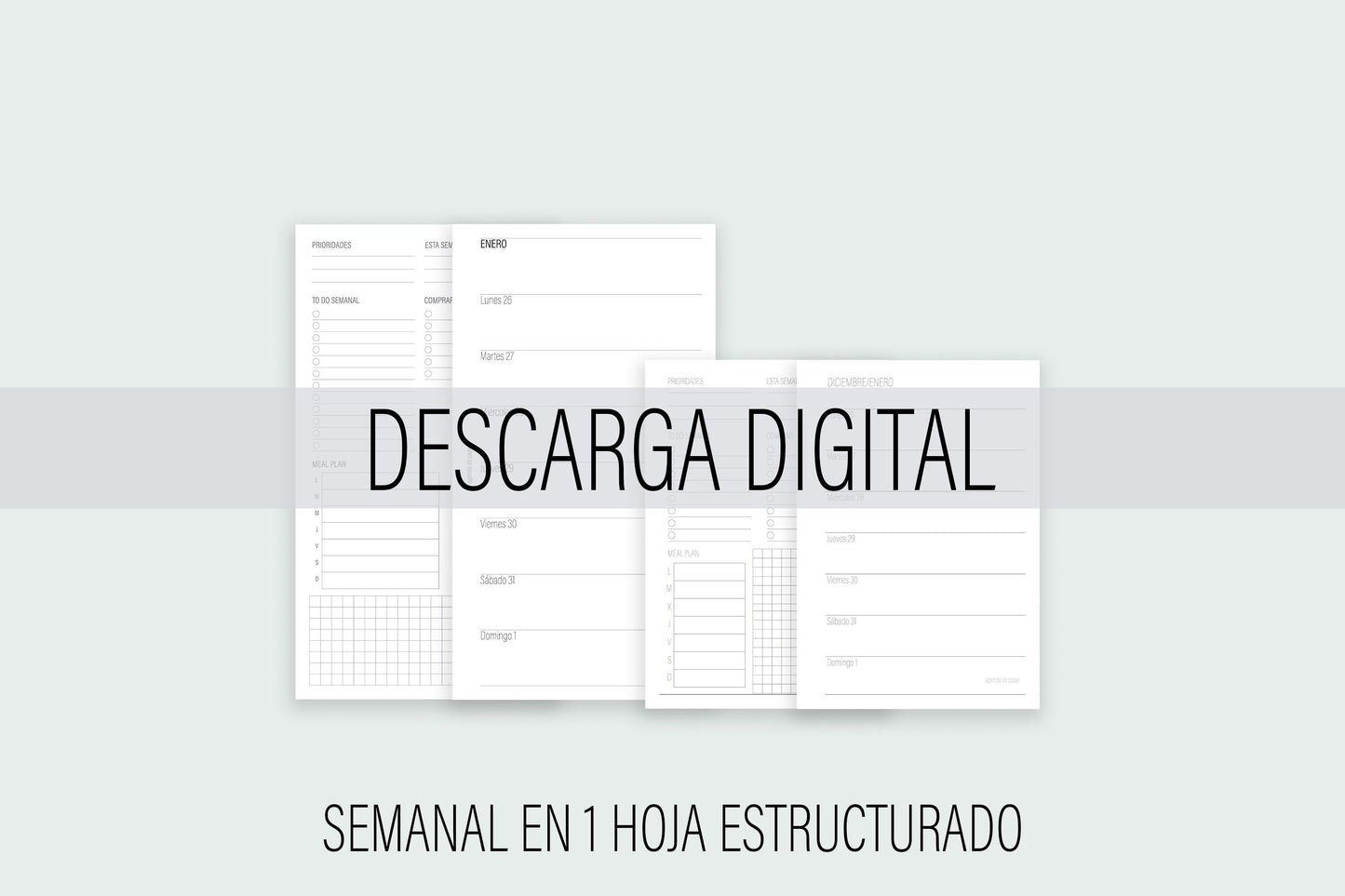 Inserto Semanal Estructurado 2025 / DESCARGA DIGITAL | Agenda de Papel