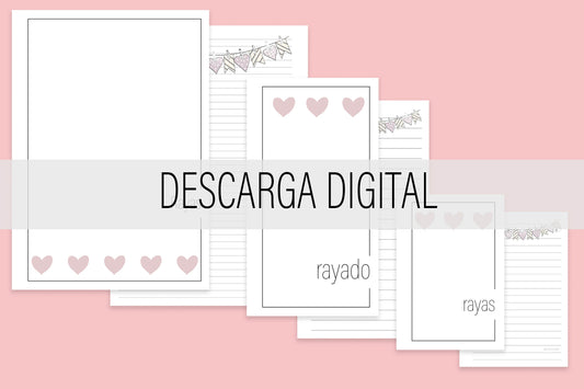 Inserto de Notas Rayas Amor Bonito / DESCARGA DIGITAL | Agenda de Papel