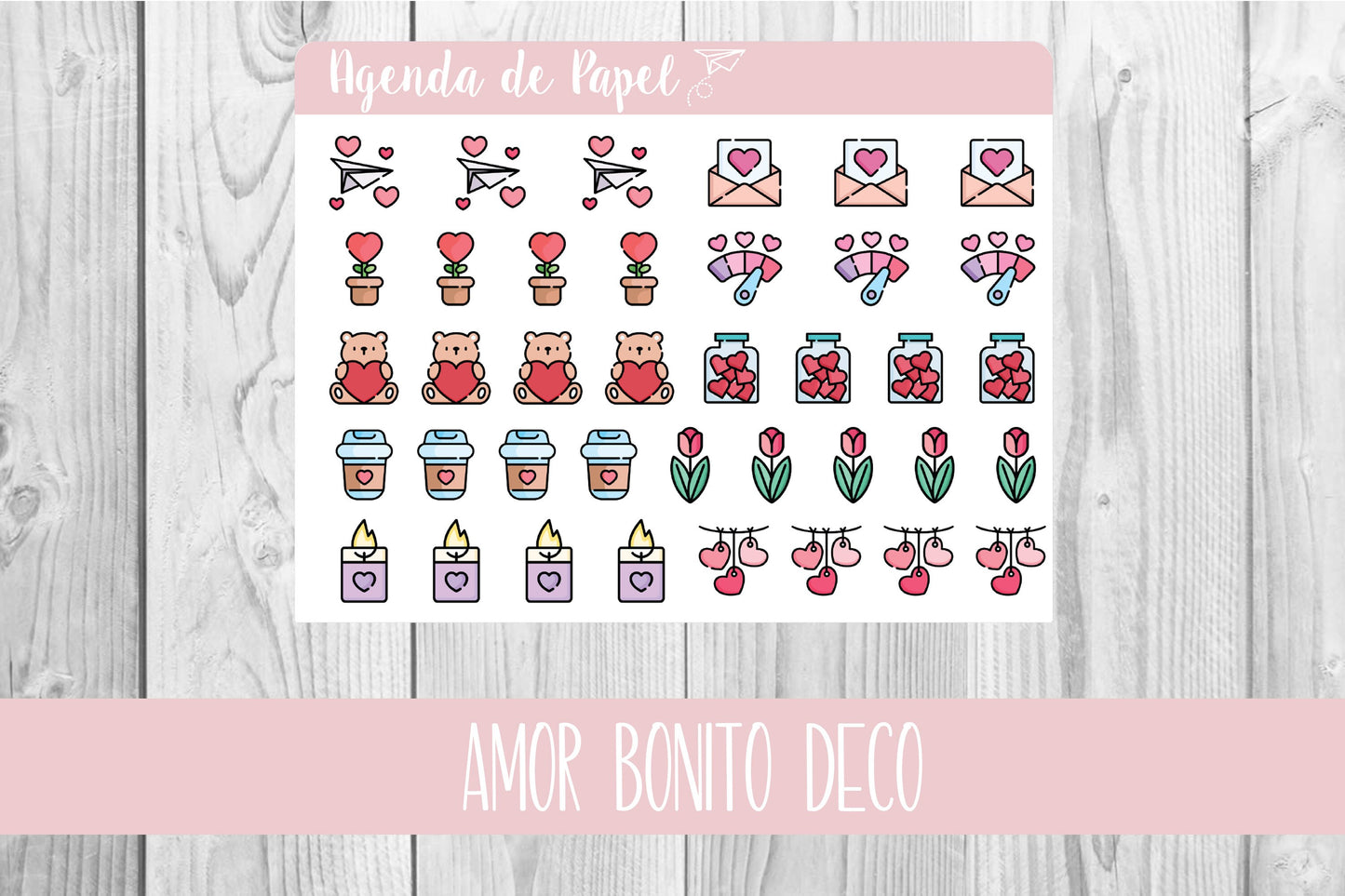 Mini Stickers Amor Bonito Deco | Agenda de Papel