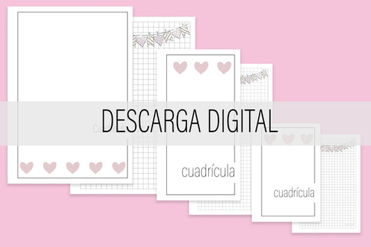 Inserto de Notas Cuadrícula Amor Bonito / DESCARGA DIGITAL | Agenda de Papel